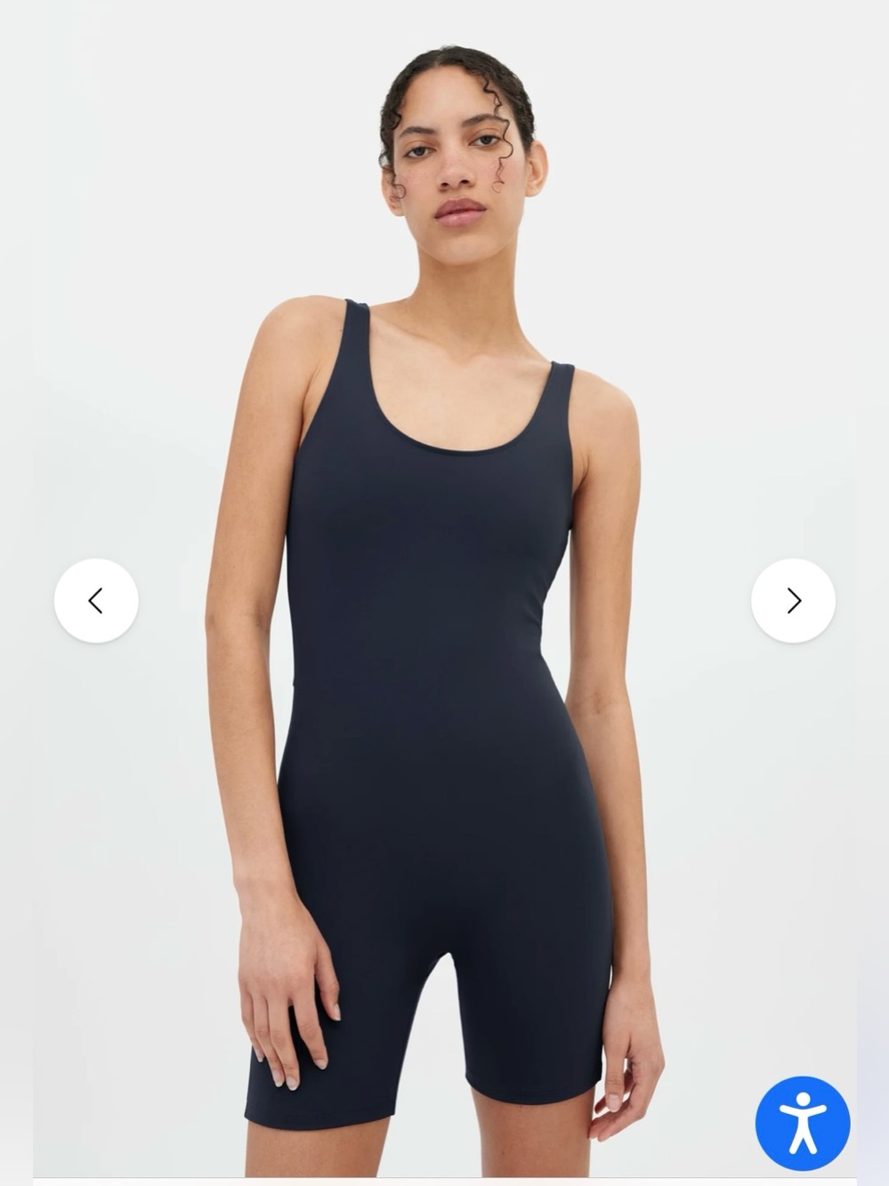 Girlfriend Collective Black Bike Unitard Romper Large Compressive Built In Bra